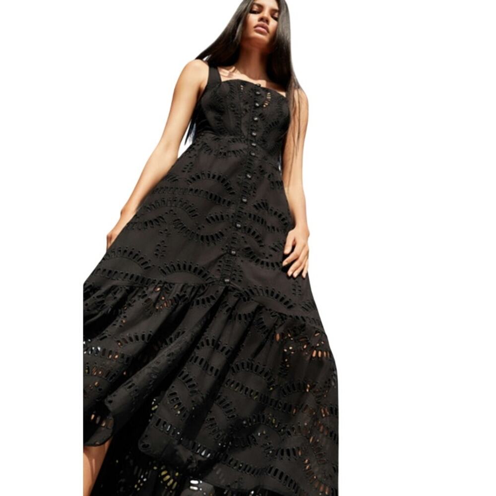Charo Ibizza Womens Nissy Broderie Anglaise Dress in Black Samoa L